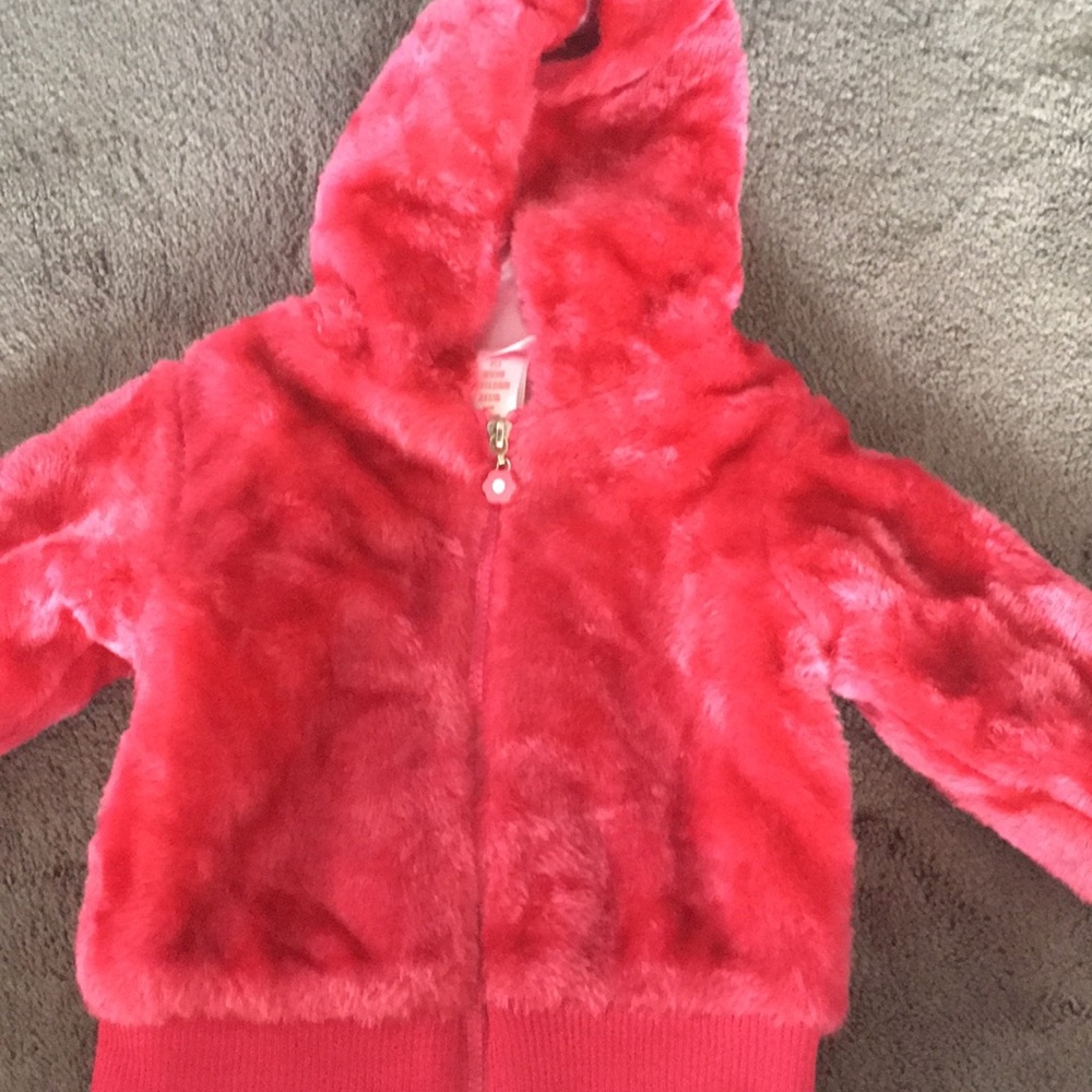 Girls pink fuzzy hooded sweater
